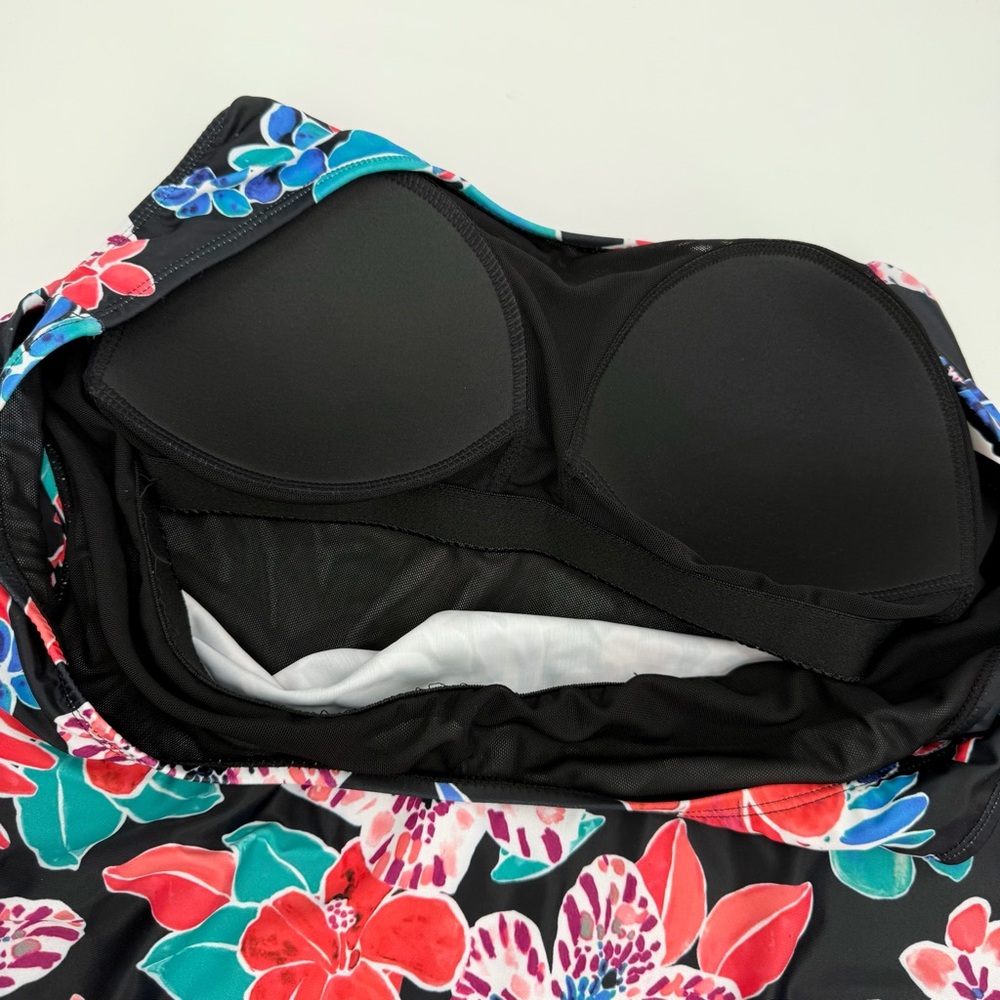 BLAIR Swimsuit Womens 18W Black Floral One Piece Scoopneck Bathing Suit - Picture 7 of 10